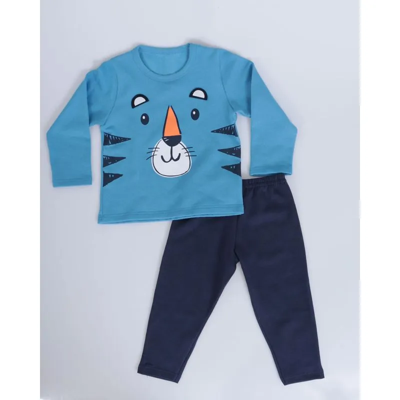 Conjunto Moletom Bebê Tigre Azul Médio 2
