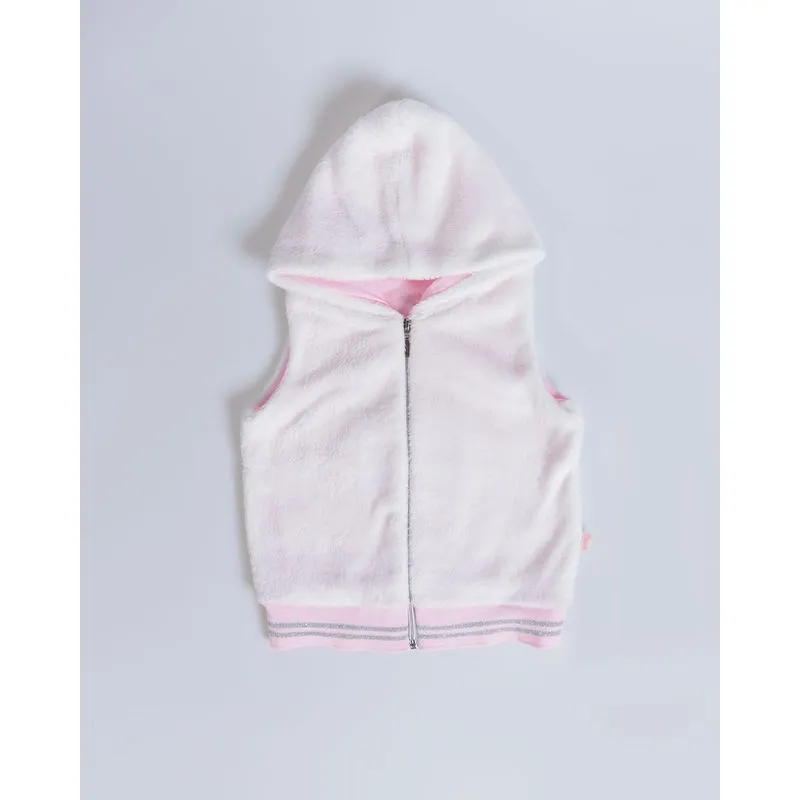 Colete Bebê Pelinho Com Capuz Off White 2