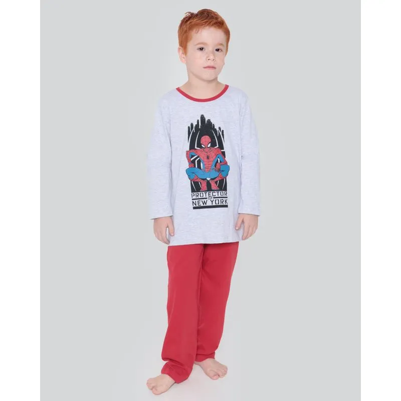 Pijama Infantil Homem Aranha Marvel Cinza Claro 6