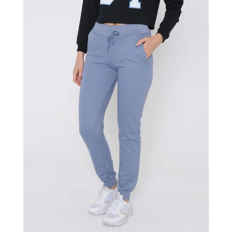 Calça Moletom Feminina Básica Jogger com Bolsos Azul 17531000004086UN