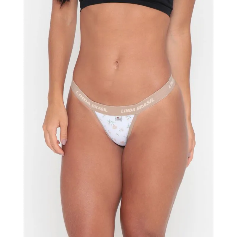 Calcinha String Avulsa Flores Bege G