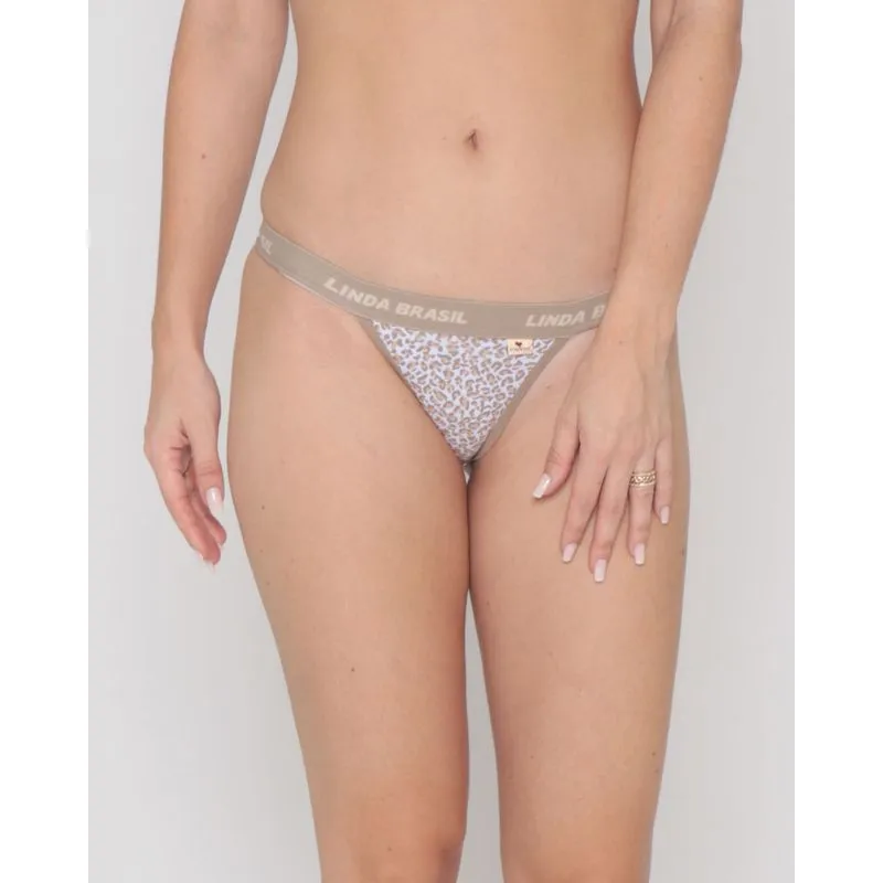 Calcinha String Avulsa Animal Print Bege P