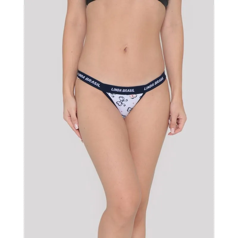 Calcinha String Avulsa Estampa Laços Marinho GG