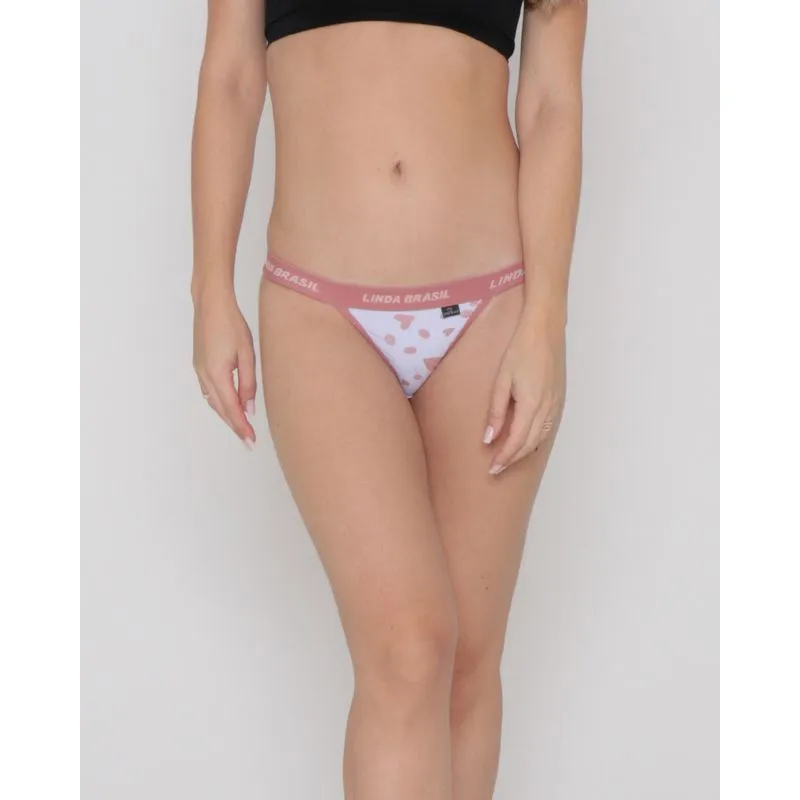 Calcinha String Avulsa Animal Estampa Coração Rosa P