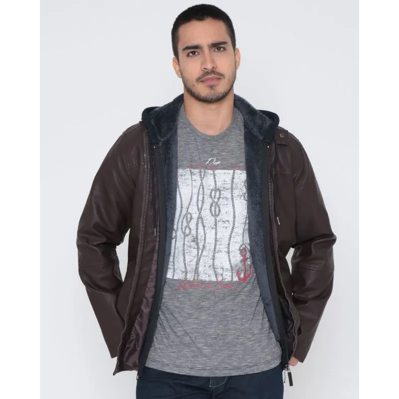 Jaqueta Masculina Material Sintético Marrom M