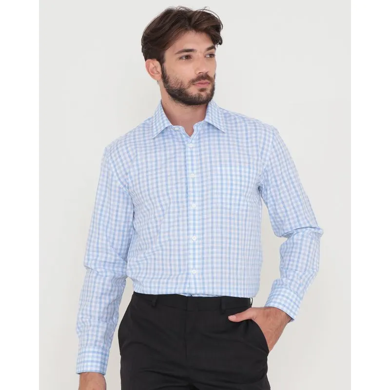 Camisa Masculina Xadrez Azul Claro 4