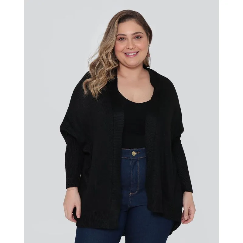 Capa Feminina Plus Size Tricô Preta G1