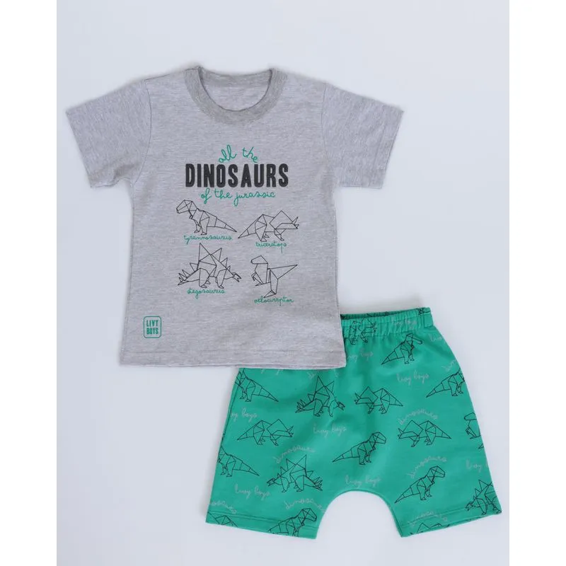 Conjunto Bebê Moletinho Dinossauro Cinza 1