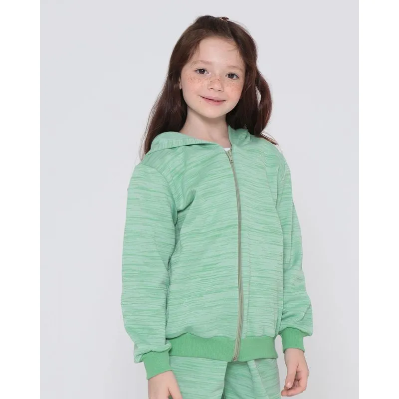 Casaco Infantil Moletom Rajado Verde Claro 4