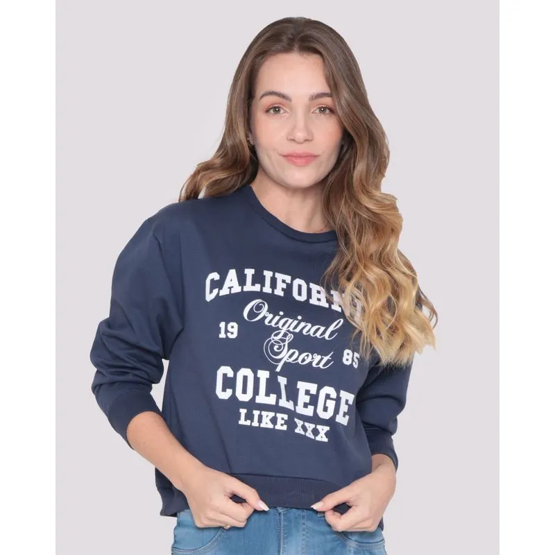 Blusão Feminino Moletom Califórnia Azul Marinho GG