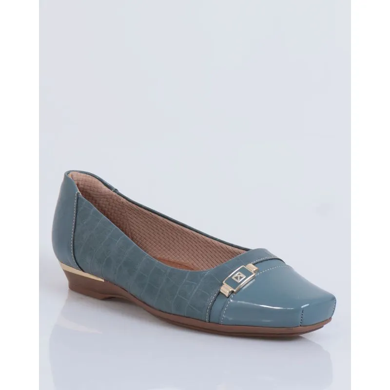 Sapatilha Piccadilly Bico Fino Croco Azul Claro 39