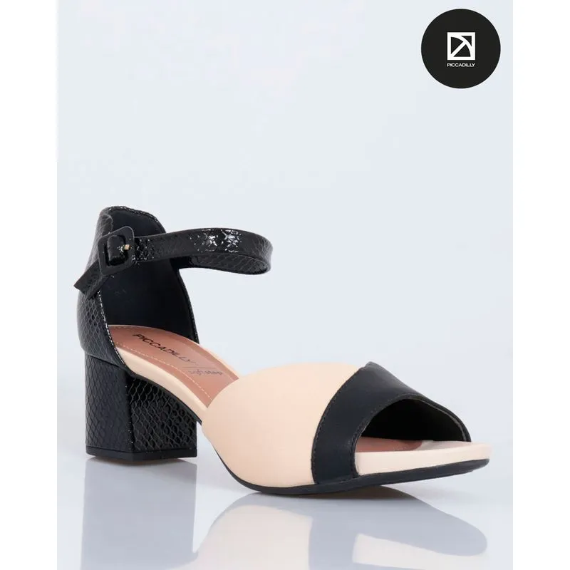Sandália Feminina Salto Bloco Croco Piccadilly Soft Step Preta 38