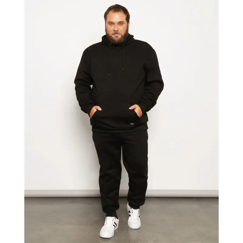 Calça Moletom Plus Size Masculina Jogger Com Bolsos Preta G1