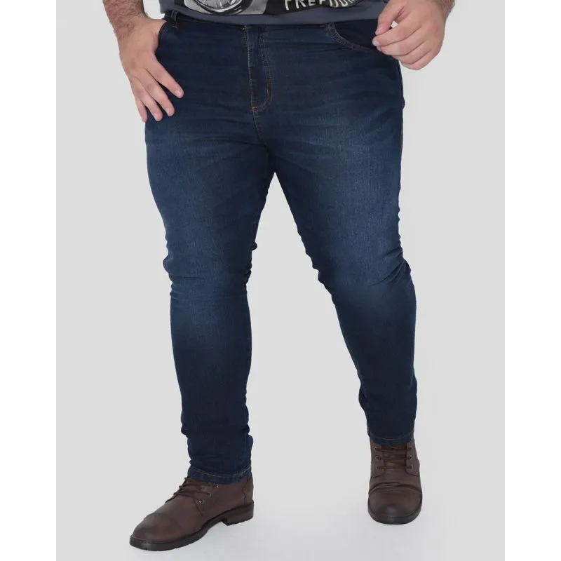 Calça Jeans Plus Size Masculina Reta Azul Escuro 54