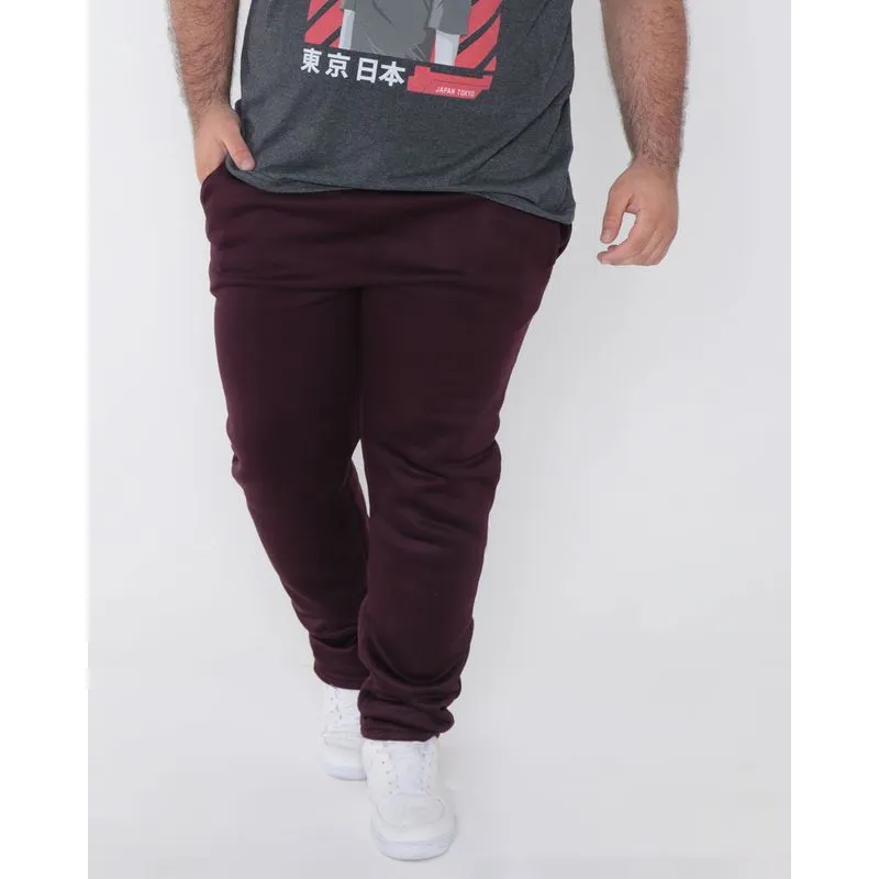 Calça Moletom Plus Size Masculina Reta Vinho G2