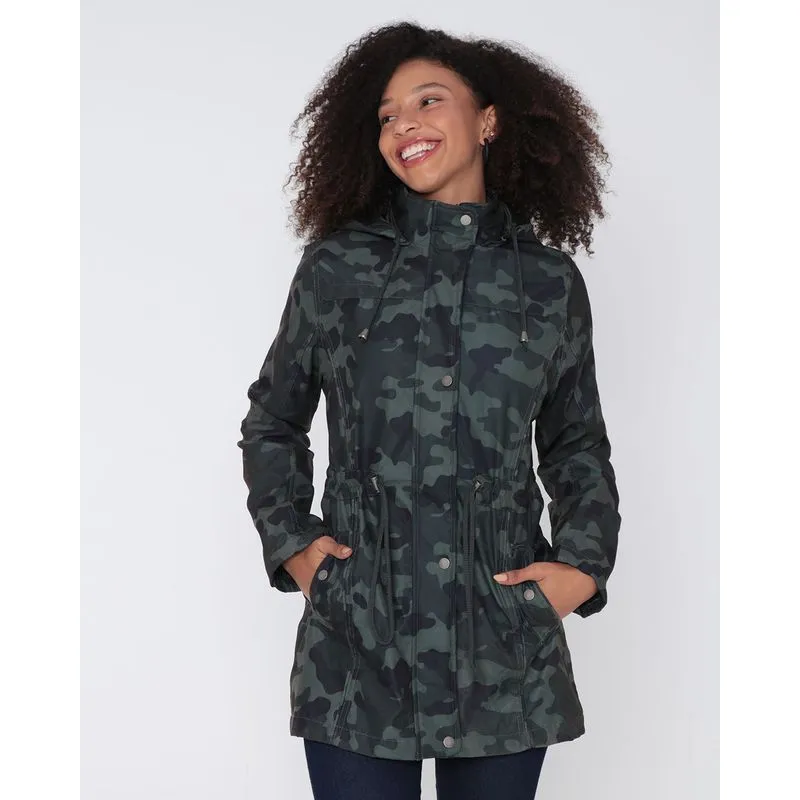 Jaqueta Feminina Parka Camuflada Verde M