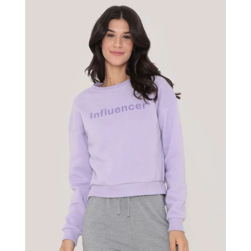 Blusão Feminino Moletom Estampa Influencer Lilás P