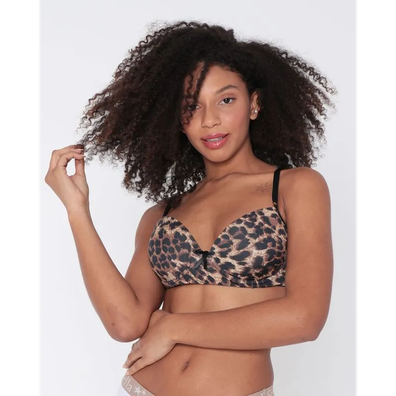 Sutiã Avulso Com Base Bojo Animal Print Preto GG