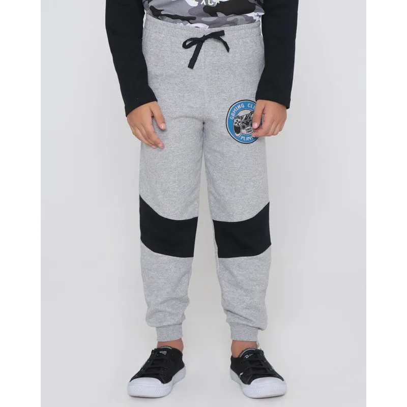 Calça Moletom Infantil Jogger Recortes Cinza 6