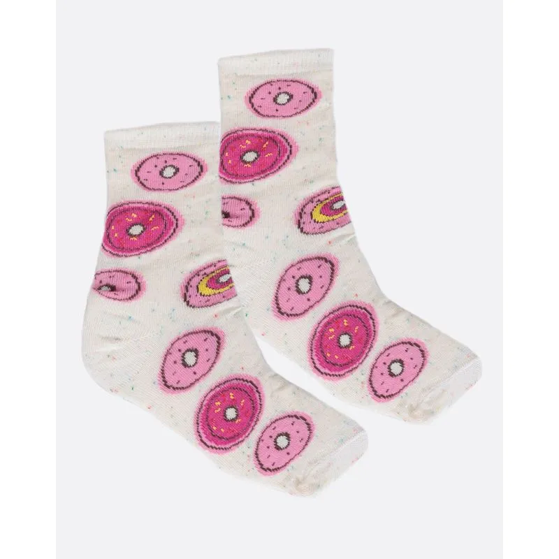 Meia Infantil Estampa Donuts Bege Claro 34 A 36
