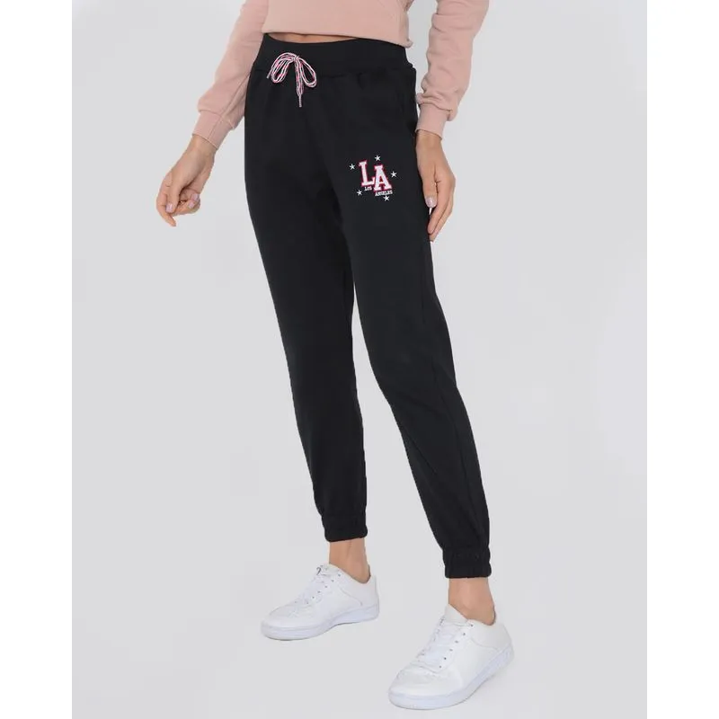 Calça Moletom Jogger Feminina Los Angeles Preta GG