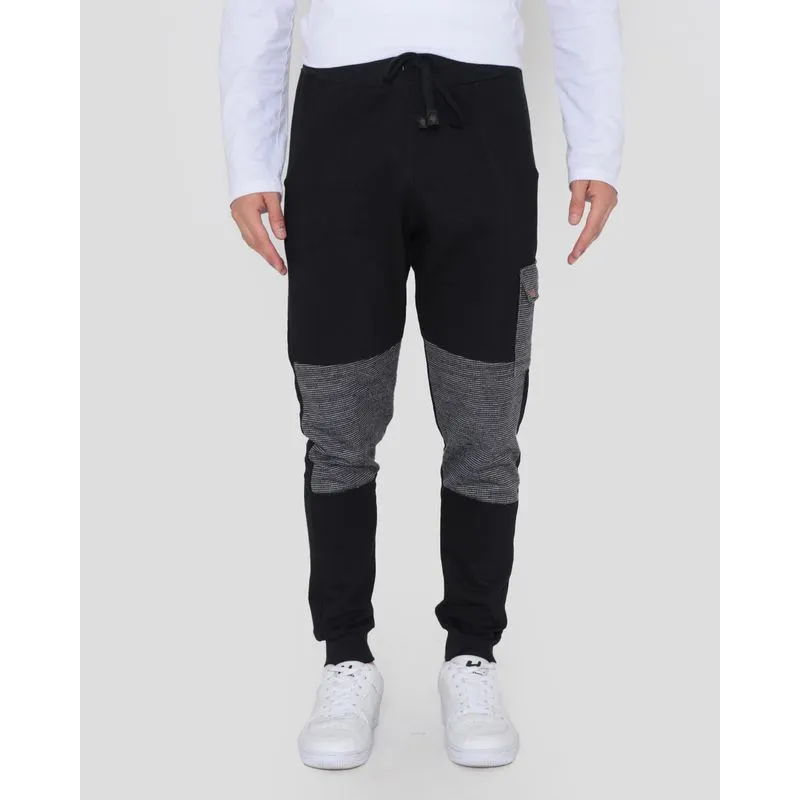 Calça Moletinho Masculina Jogger Cargo Recortes Preta M