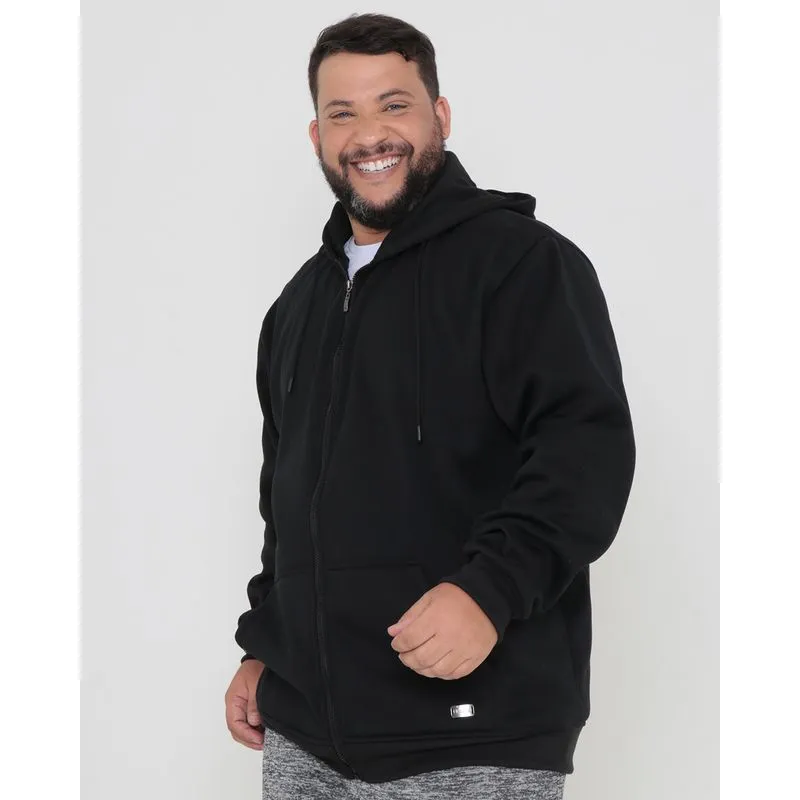 Casaco Moletom Masculino Plus Size Básico Preto G1