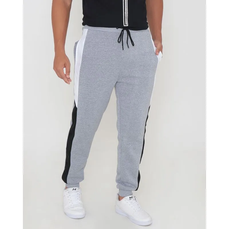 Calça Moletom Masculina Recortes Cinza Claro GG