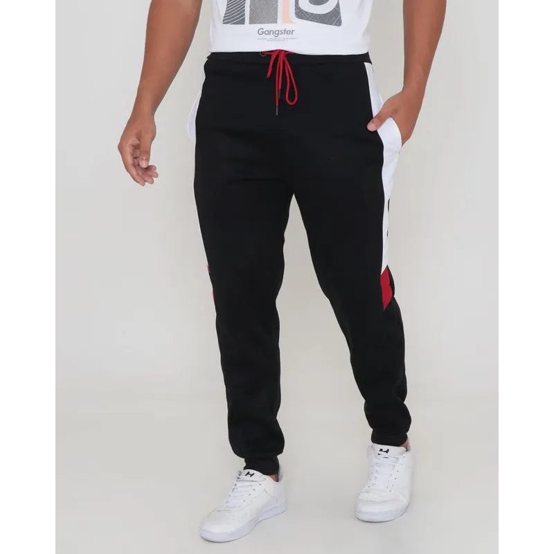 Calça Moletom Masculina Jogger Recortes Preto P