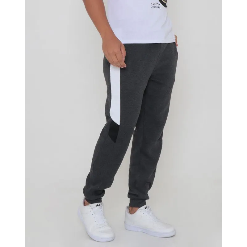 Calça Moletom Masculina Jogger Recortes Cinza P