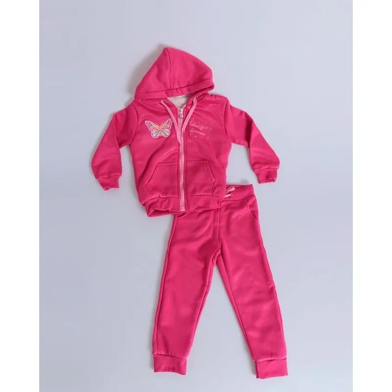 Conjunto Moletom Bebê Estampa Borboleta Rosa Médio 3