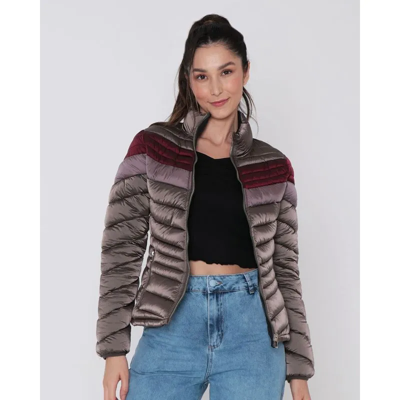 Jaqueta Feminina Puffer Double Dupla Face Cinza Preto GG