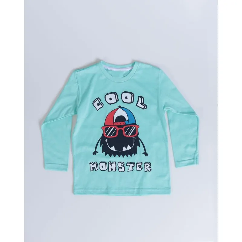 Camiseta Bebê Estampa Cool Monster Verde 1