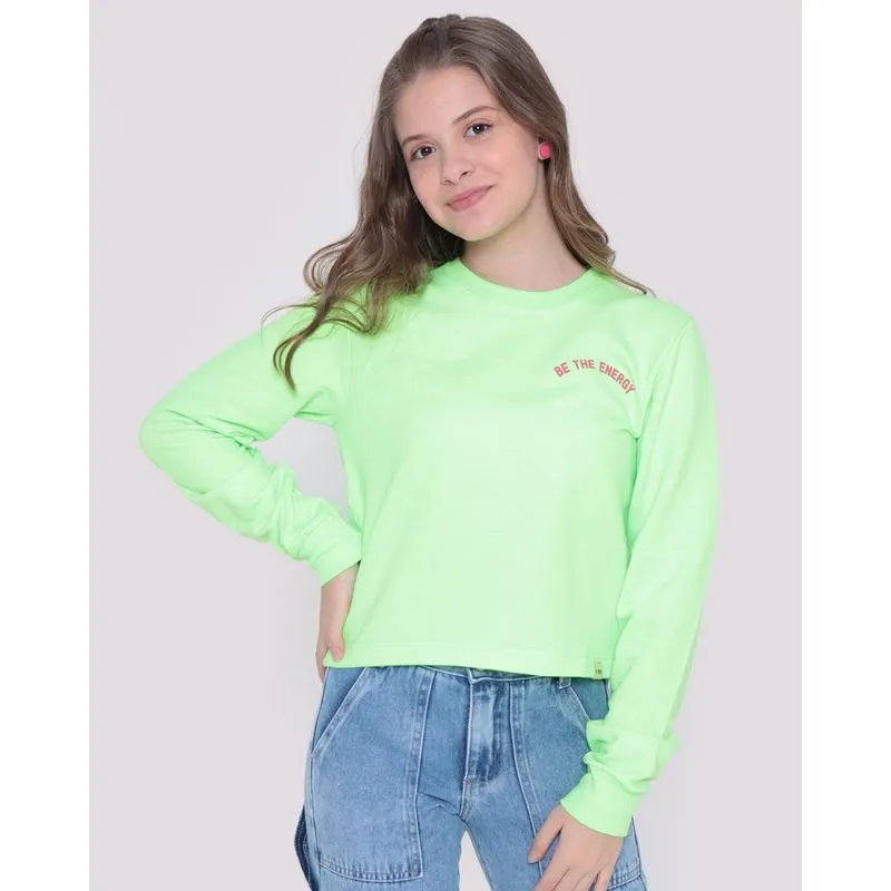 Blusa Juvenil Moletinho Estampa Be The Energy Neon Verde 12