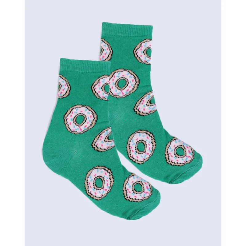 Meia Infantil Estampa Donuts Verde 34 A 36