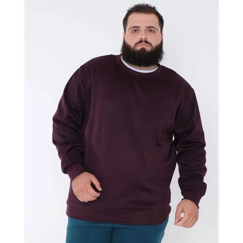 Blusão Moletom Plus Size Masculino Básico Vinho G3