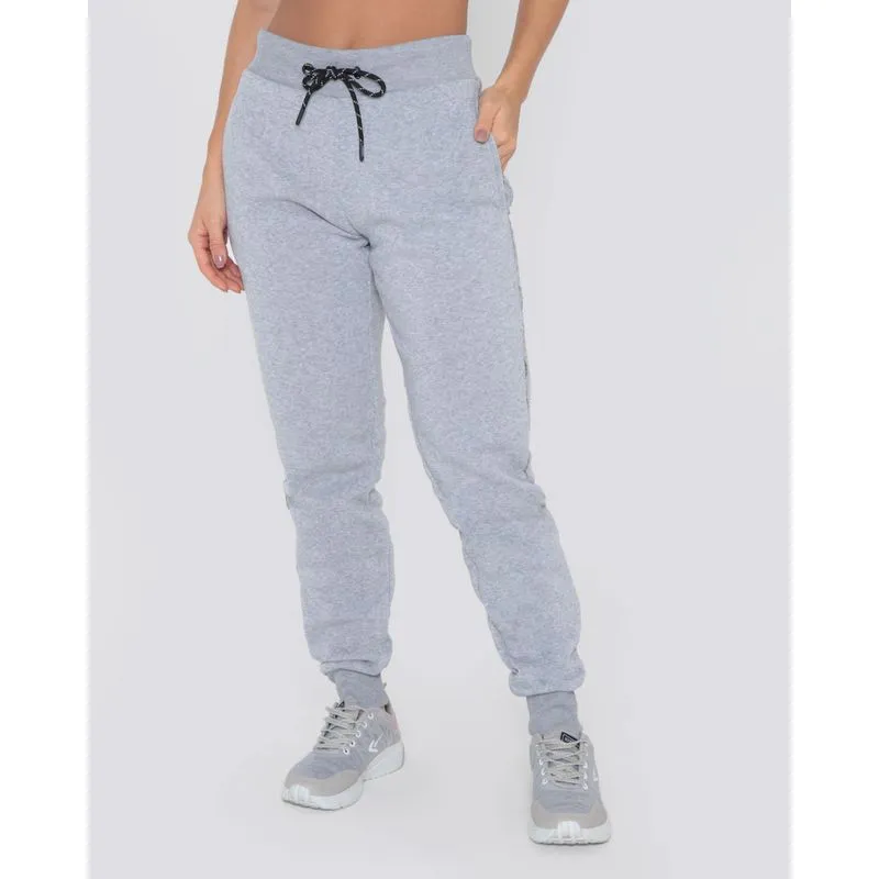 Calça Moletom Feminina Fitness Jogger Fitter Cinza P