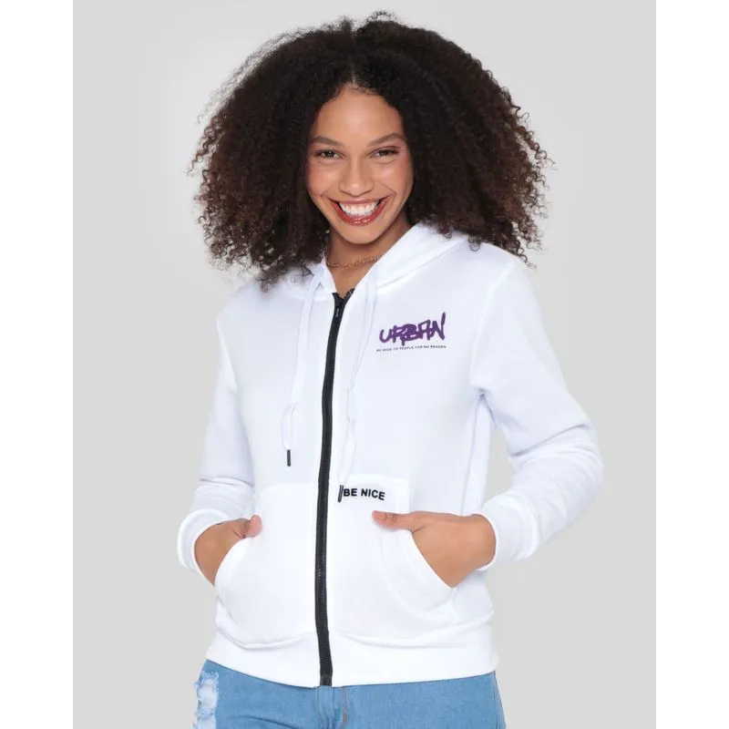 Jaqueta Moletom Feminina Urban Branca P