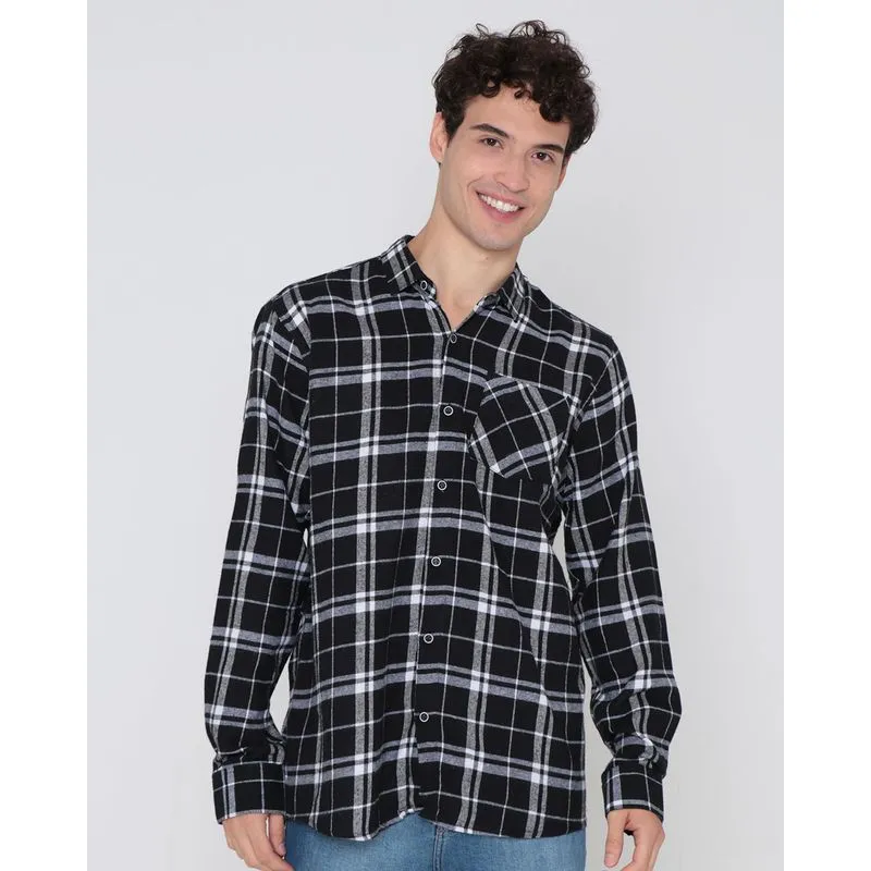 Camisa Flanela Masculina Xadrez Preta 2