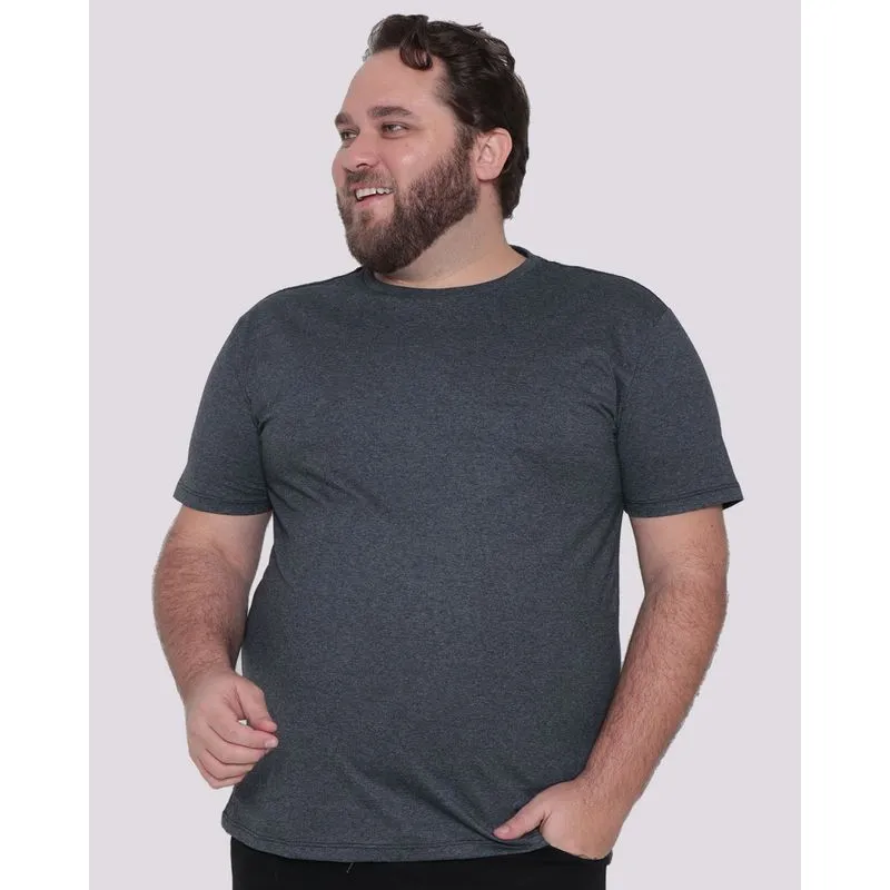 Camiseta Plus Size Masculina Manga Curta Cinza Escuro G1
