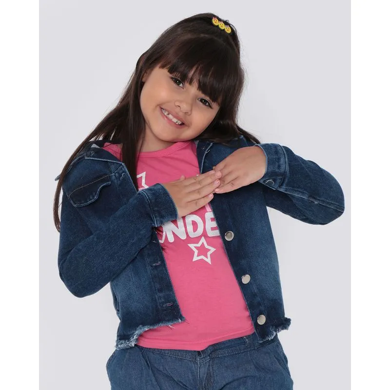 Jaqueta Jeans Infantil Básica Azul Médio 6