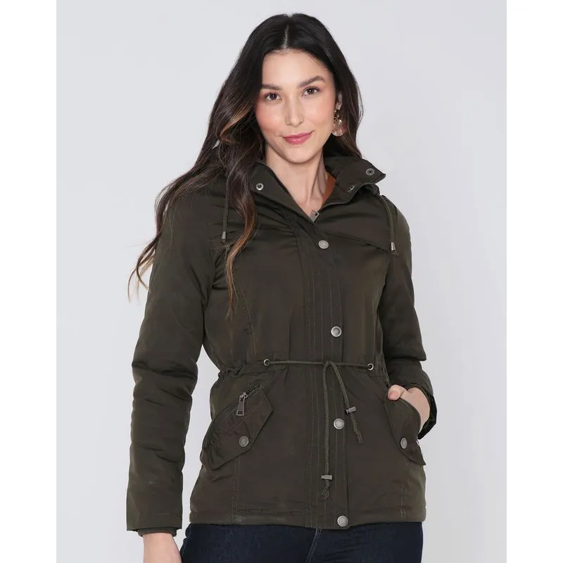 Jaqueta Parka Feminina Capuz Verde Escuro GG