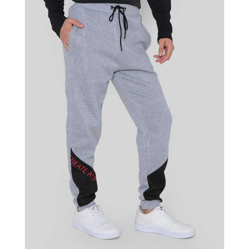 Calça Moletom Masculino Jogger Recorte Cinza P