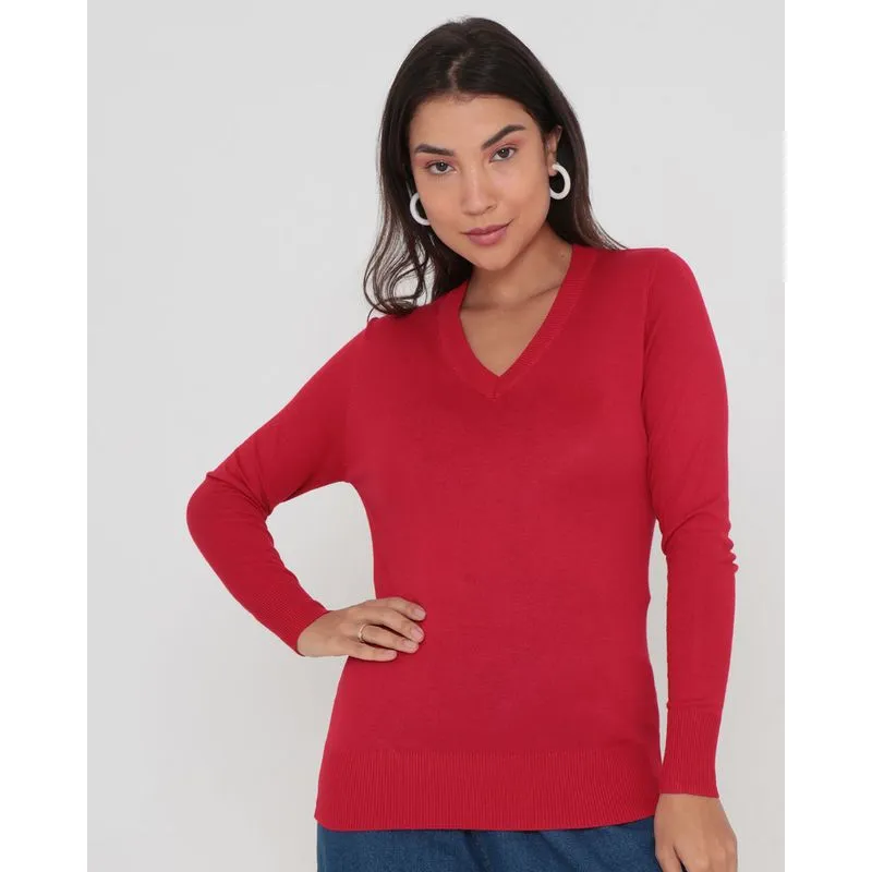 Suéter Tricô Feminino Vermelho P