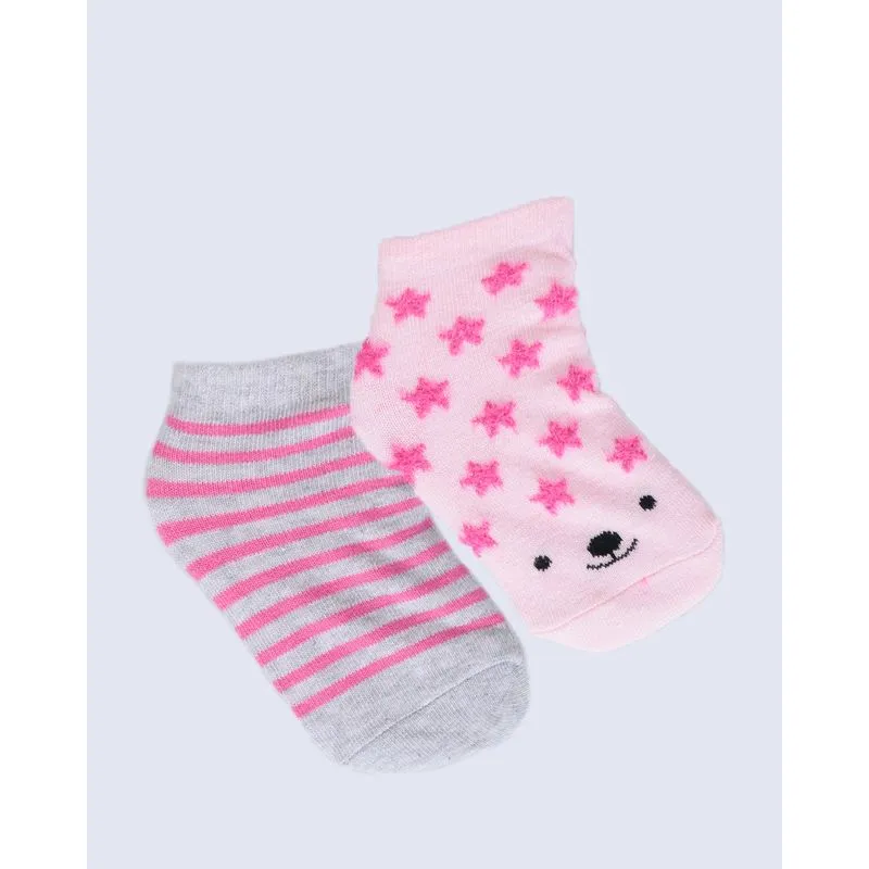 Kit De Meia Infantil 2 Pares Estampa Estrelas Litras Rosa 27 A 30