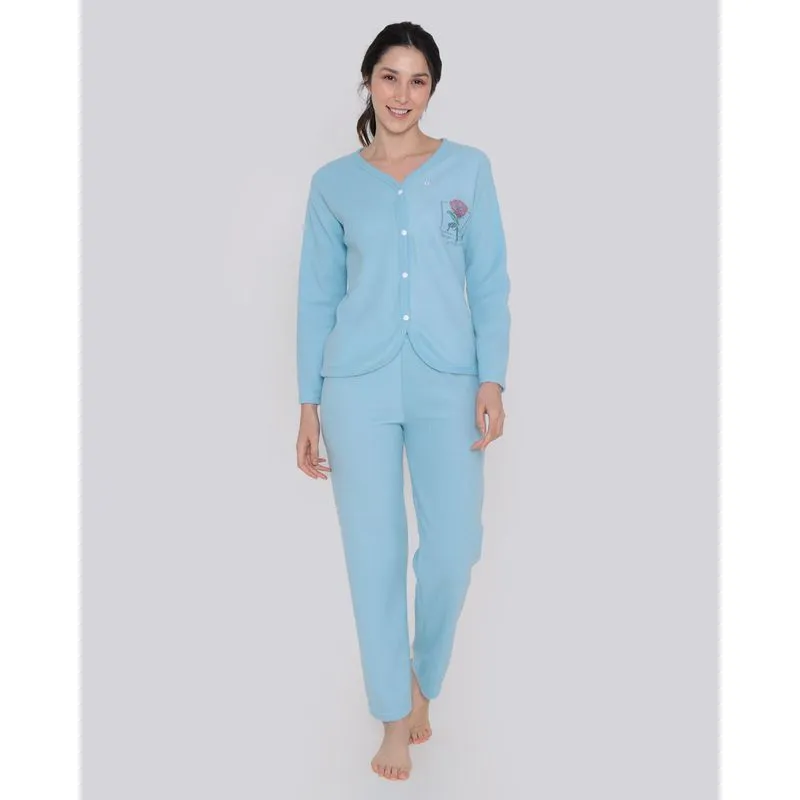 Pijama Feminino Longo Soft Azul Claro P