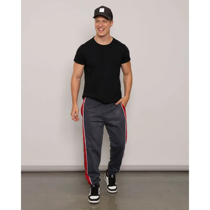 Calça Moletom Masculina Jogger Recorte Cinza Escuro GG