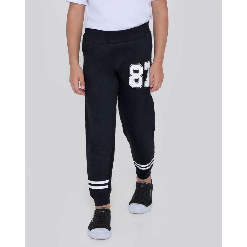 Calça Infantil Moletom Flanelada Estampa Numérica Preta 4