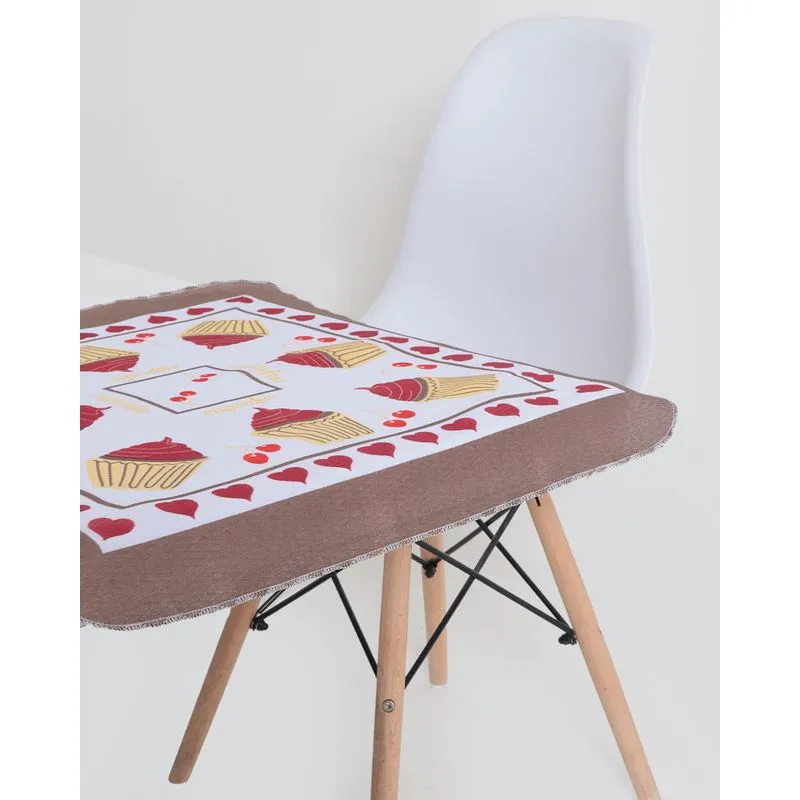 Toalha de Mesa Chá 62cm x 62cm Cupcakes Raner Branca UN