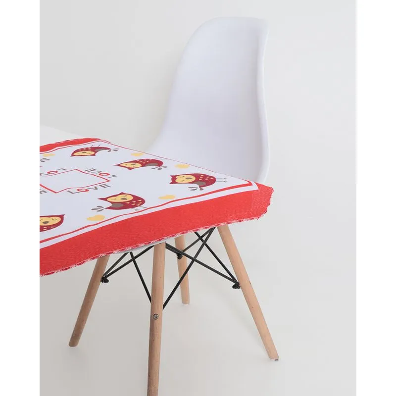 Toalha de Mesa Chá 62cm x 62cm Corujas Raner Vermelha UN